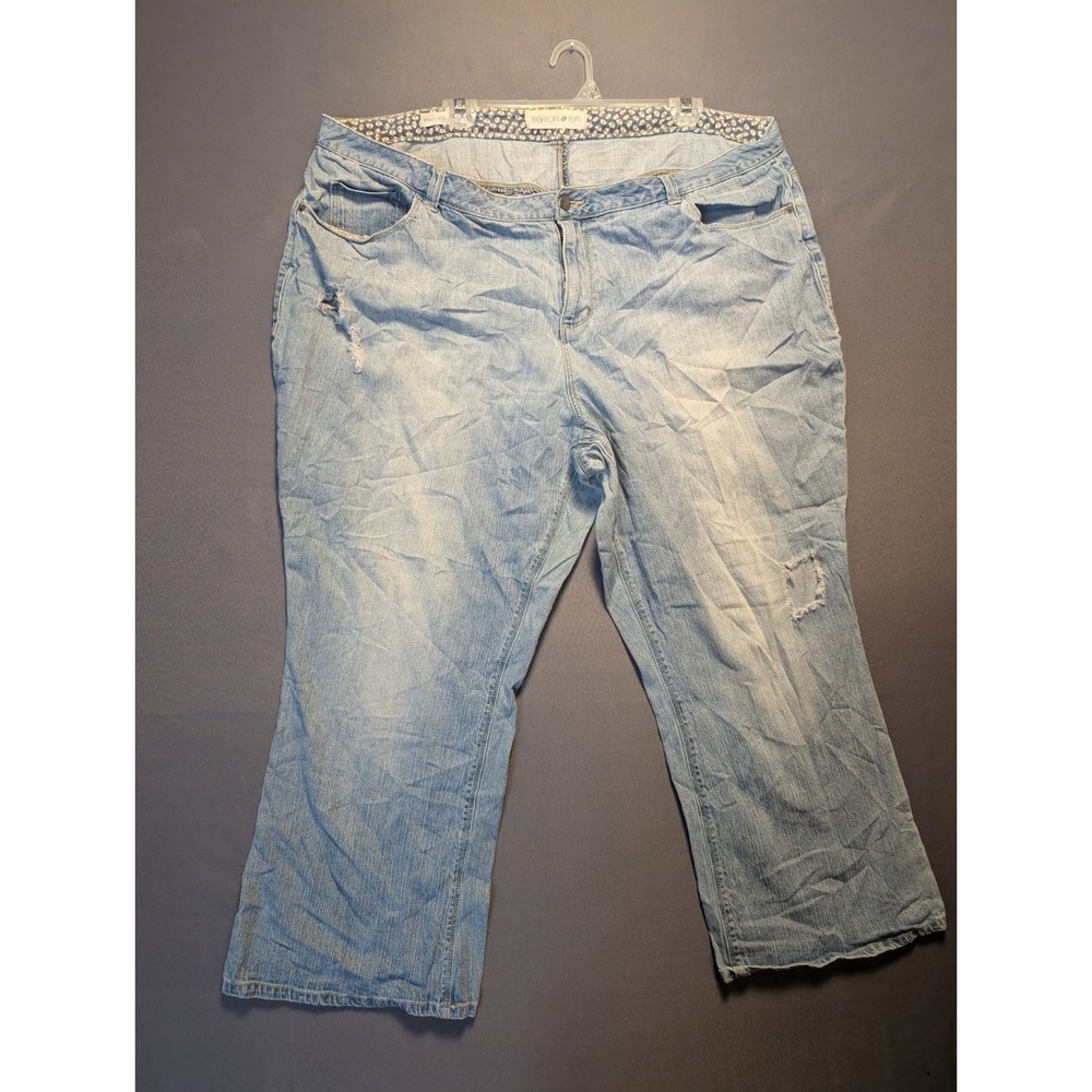 Fashion Bug Jeans Womens 24WP Blue Denim Stretch Perfect Bootcut Leg Distressed
